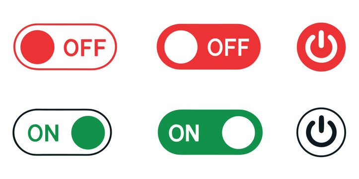 Power icon set. On off power button icon. Switch on switch off icon, vector illustration.Shutdown icon set, power icon, on off sign. Vector illustration flat editable set of illustration
