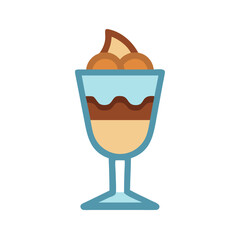 Stylized dessert in glass cup icon with layers