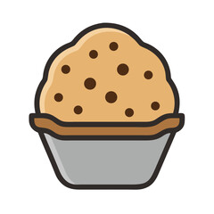Cartoon chocolate chip muffin illustration isolated on white backdrop