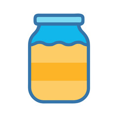 Illustration of a jar filled with yellow liquid material