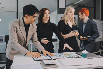 Multiracial business people having meeting