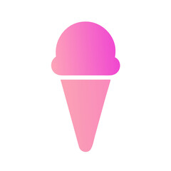 Pink ice cream cone on white background illustration graphic