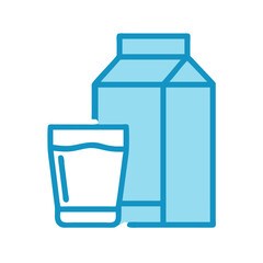 Illustration of milk carton with full glass of milk