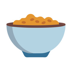 Stylized bowl of couscous against white background food illustration