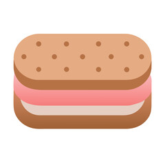 Flat vector sandwich graphic with ham and bread rolls