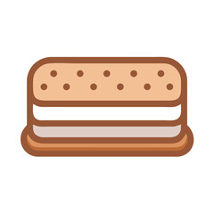Flat illustration of s'more with white background for design