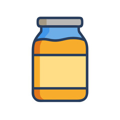 Jar filled with marmalade or fruit spread illustration style