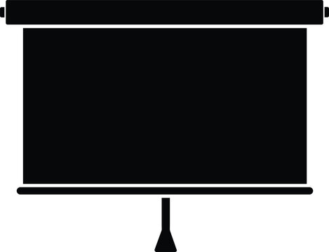 Black and White Presentation Screen Silhouette for Office Seminars and Education Whiteboard on Stand Projector Display Equipment Vector Isolated on Transparent