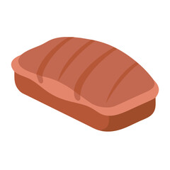 Isometric loaf of bread illustration against a white background