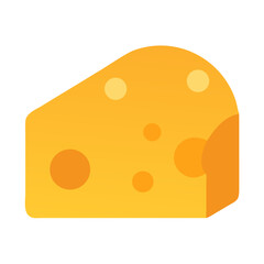 Flat Design Swiss Cheese Wedge on white background Vector