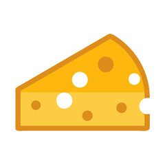 Flat graphic of cheese wedge isolated on white background