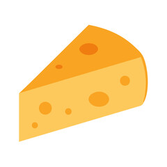 Simple flat illustration of cheese wedge on white background