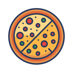 Colorful Pizza Illustration on white background Graphic Food Concept
