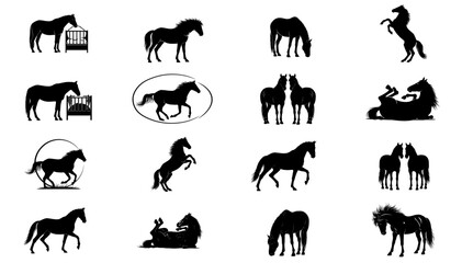 midnight meadow a graphic lexicon of equine dreams and gentle strength set, isolated on transparent background