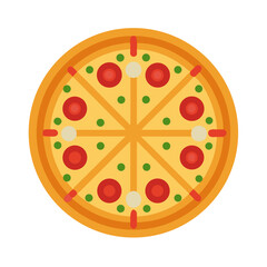 Delicious Pizza Flat Lay Icon for Food Industry Designs