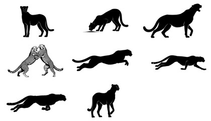 savanna velocity a chronicle of the cheetahs dynamic life in motion set, isolated on transparent background