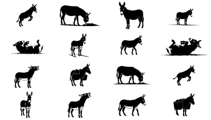 the steadfast companion a graphic study of the donkeys enduring character set, isolated on transparent background