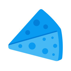 Blue cheese wedge graphic on stark white background design