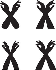 Fototapeta premium Four hand shadows forming the letter x on a white background