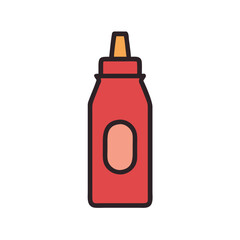 Red bottle illustration on white background for product promotion