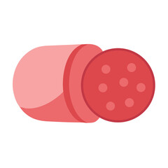 Flat vector illustration of sliced sausage on white background
