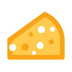 A slice of cheese with holes on white background