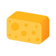 Block of Swiss cheese with holes on white background