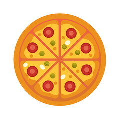 Flat lay pizza design with different toppings illustration art