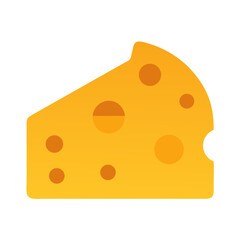 Flat style wedge of Swiss cheese with holes