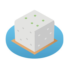 Minimalist cube with holes on blue plate background