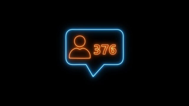 Glowing neon blue user notification icon with the number 1500, featuring a bright holographic profile symbol on a dark background for modern social media, tech apps, and UI design visuals.