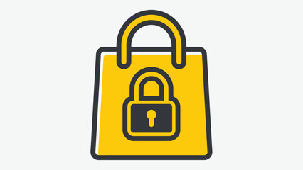 Online Retail Security Padlock Shopping Bag Concept