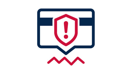 Credit Card Security Alert Icon with Exclamation Mark Shield