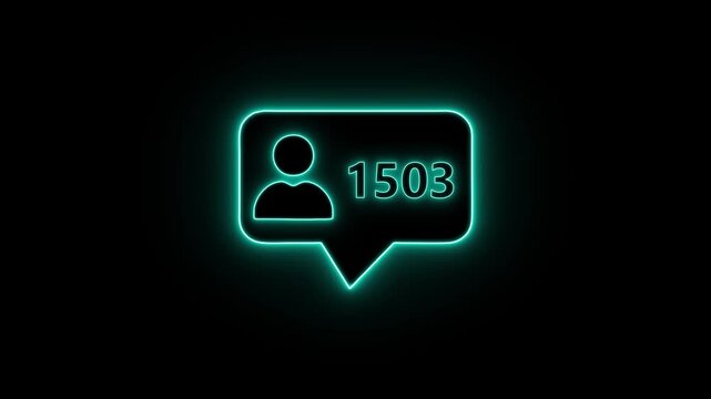 Glowing neon notification icon with a blue user symbol and an orange 6000 follower count on a dark background, ideal for social media, tech apps, and modern digital UI designs.