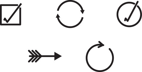 Check arrow refresh reload update .Recycle or rotation symbol in black 
