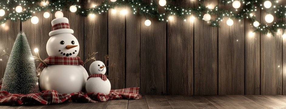 Cozy Christmas snow globe featuring miniature trees and a snowman on a red and green plaid blanket atop a dark wooden table