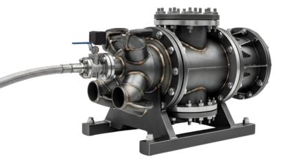 Industrial pump machinery on white background