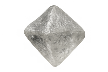 Octahedral salt crystal showing geometric mineral structure for seasoning food ingredient with transparent background