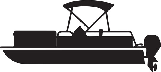 Pontoon Boat silhouette vector illustration © Silhouette Vector