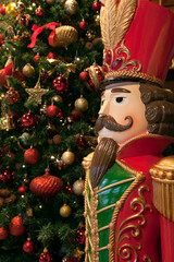 Naklejka premium CASSE-NOISETTE AVEC SAPIN DE NOËL DÉCORÉ