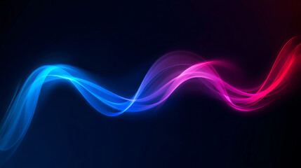 Abstract Neon Wave Design with Vibrant Blue and Red Colors on Dark Background