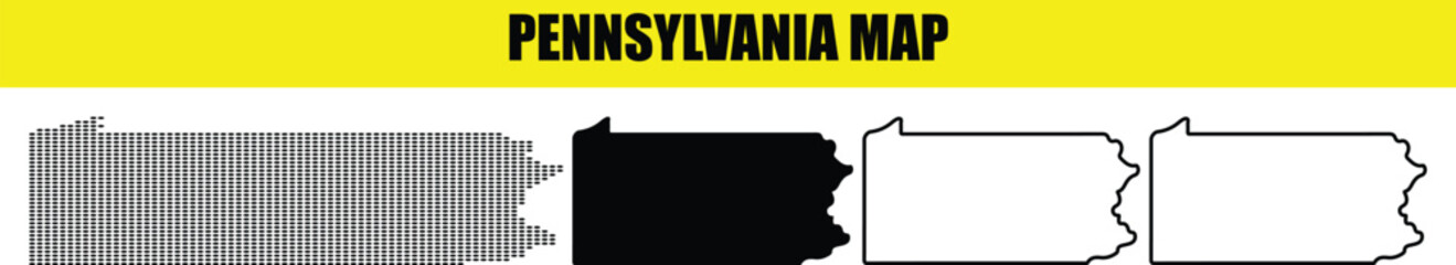 Vector of Pennsylvania state map in different styles vector illustration for infographic and design element isolated on white background