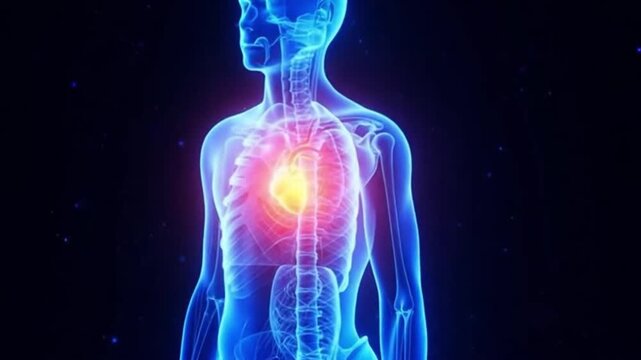 Digital X-ray Visualization of Human Heart and Lungs Anatomy