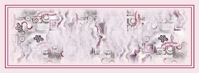 digital silk scarf design with seamless textile pattern