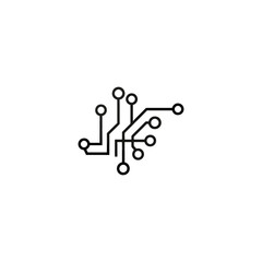 Minimalist Electronic Circuit Board Path Abstract Technology Symbol