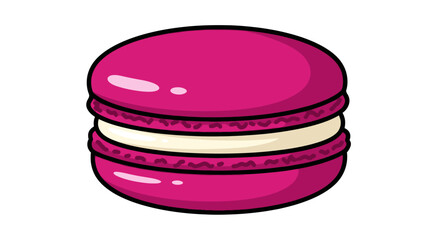 A pink macaron illustration isolated on a white background.