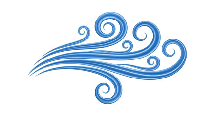 Fototapeta premium Dynamic blue stylized wind swirl element perfect for weather icons or motion design accents