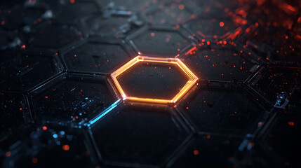 Futuristic hexagonal grid pattern with glowing edges digital design background for presentations and layouts