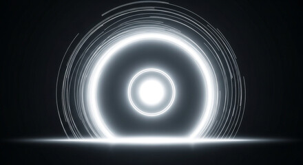 Stunning white light portal effect creating an abstract futuristic tunnel of glowing energy against a dark background