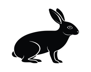 Obraz premium Minimalist hare silhouette side profile vector illustration in black silhouette